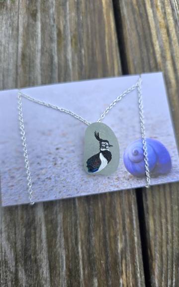 Painted sea glass necklace