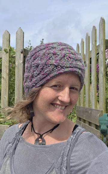 Hand Knitted heather tones celtic headband/cowl