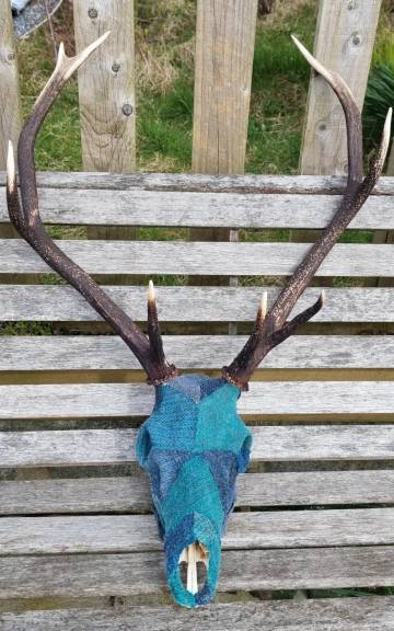 Tweed covered stag skull
