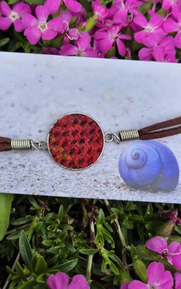 Two Sisters tweed and faux leather bracelet
