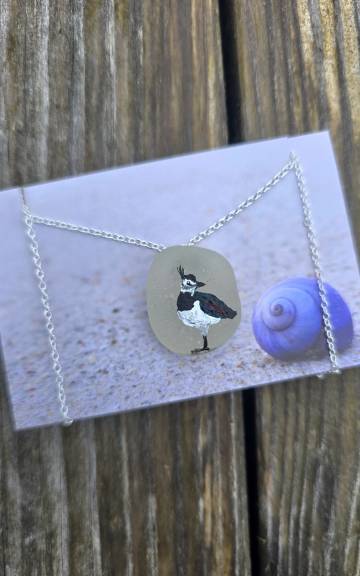 Painted sea glass necklace