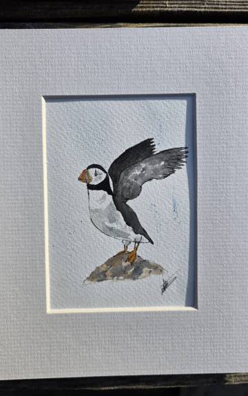 Mini Original Watercolour of a puffin