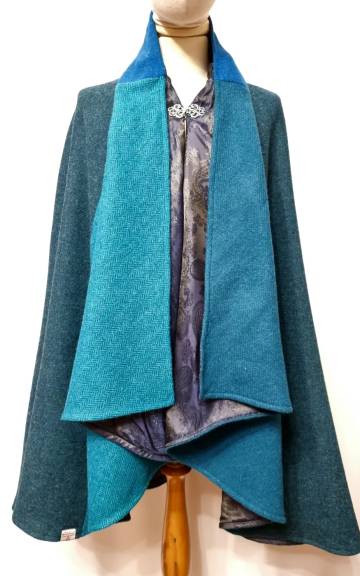 Harris Tweed Cloak with waterfall collar