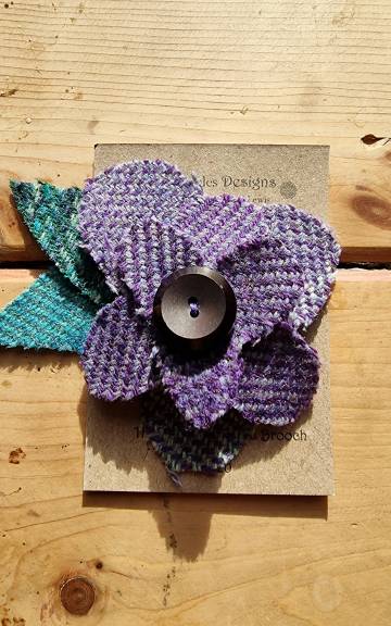 Tweed flower brooch