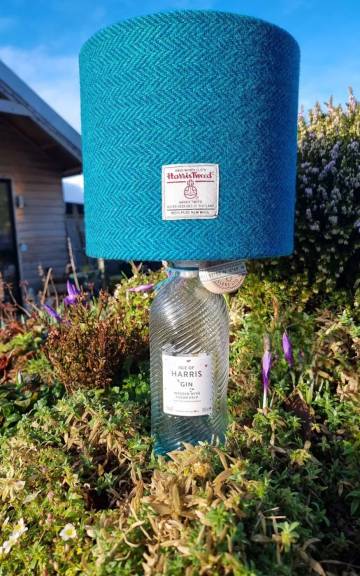 Harris gin bottle lamp with shade of choice