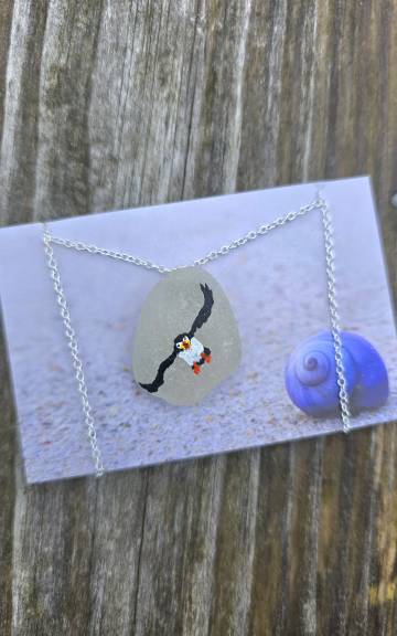Painted sea glass necklace