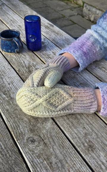 Hand dyed mittens - S