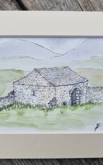 Mini original watercolour of an old barn
