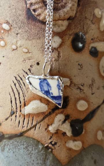 Pottery Glass Necklace Stained Glass Effect
