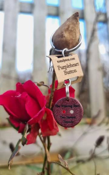 Purple heart button keyring