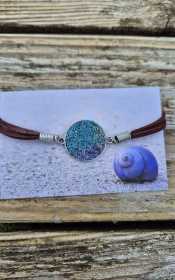 Harris tweed and faux leather bracelet