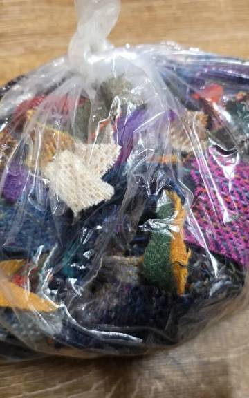 Mixed tweed scraps bag teeny tiny pieces