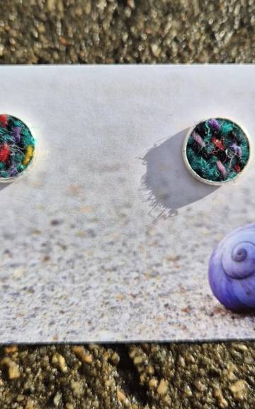 Two Sisters Tweed stud earrings