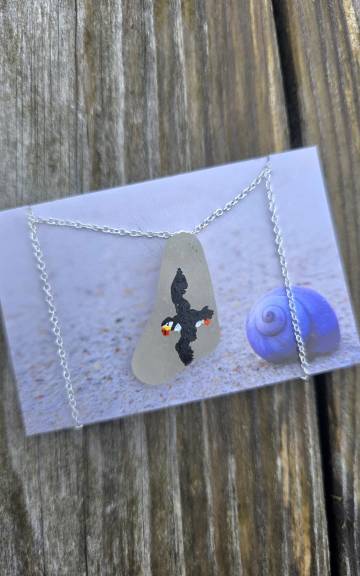 Painted sea glass necklace