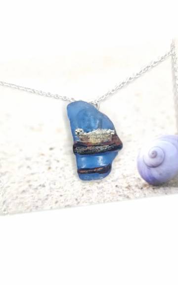 Painted sea glass necklace