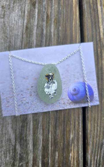 Painted sea glass necklace