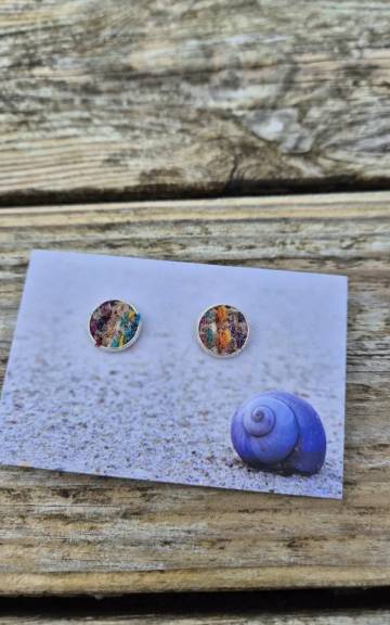 Two Sisters Tweed stud earrings