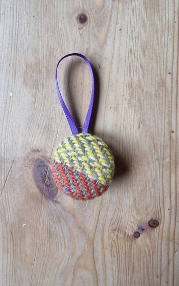 Tweed Button Christmas Tree Ornament - 7 2
