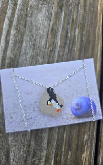 Painted sea glass necklace