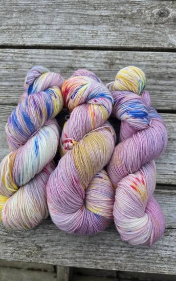 Hand-Dyed Yarn: 100% Merino, 4 ply x3