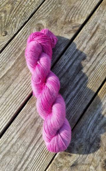 Hand-Dyed Yarn: 75% Alpaca, 25% silk, fingering weight