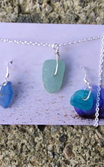 Sea Glass Necklace and Earrings