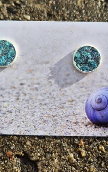 Harris tweed stud earrings