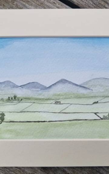 Mini Original Watercolour of Cumbrian mountains