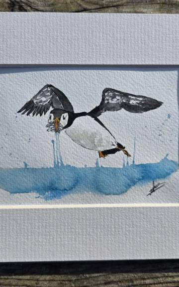 Mini Original Watercolour of a puffin
