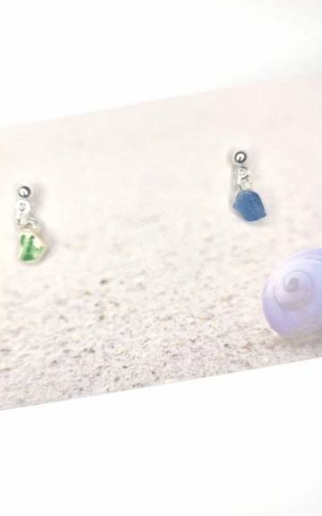 Sea Glass and pottery stud earrings