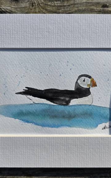 Mini Original Watercolour of a puffin