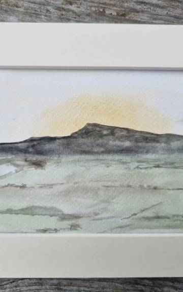 Mini Original Watercolour of a mountain sunrise