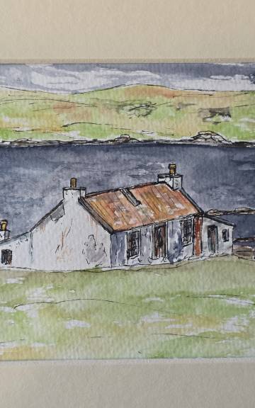 Mini original Watercolour of a ruined house