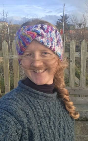 Hand Knitted hand dyed merino headband
