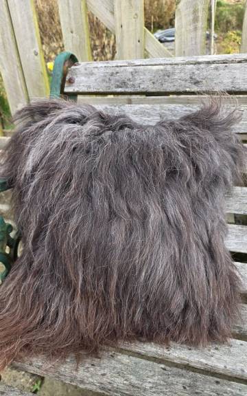 Icelandic Sheepskin and Tweed Cushion