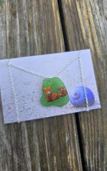 Painted sea glass necklace