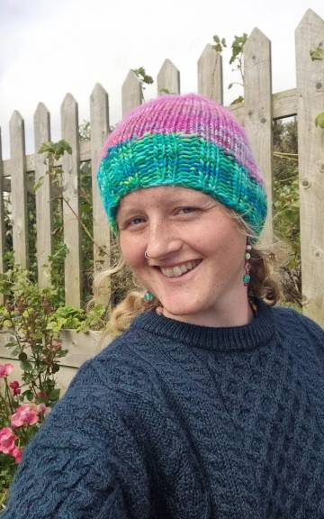 Hand Knitted hand dyed merino hat