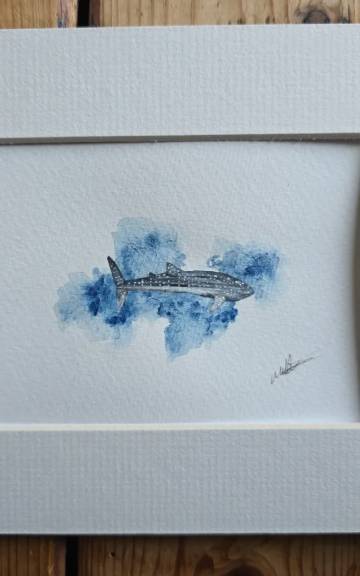 Mini Original watercolour of a whale shark