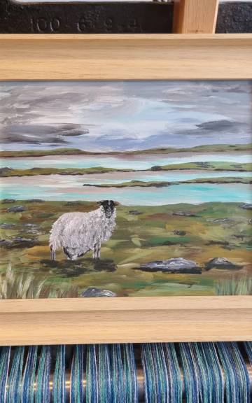 Original acrylic of ewe and lamb framed