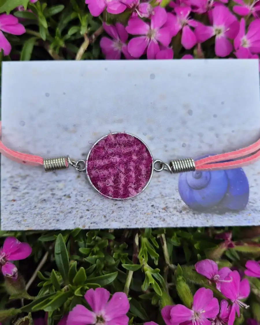 Harris tweed and faux leather bracelet