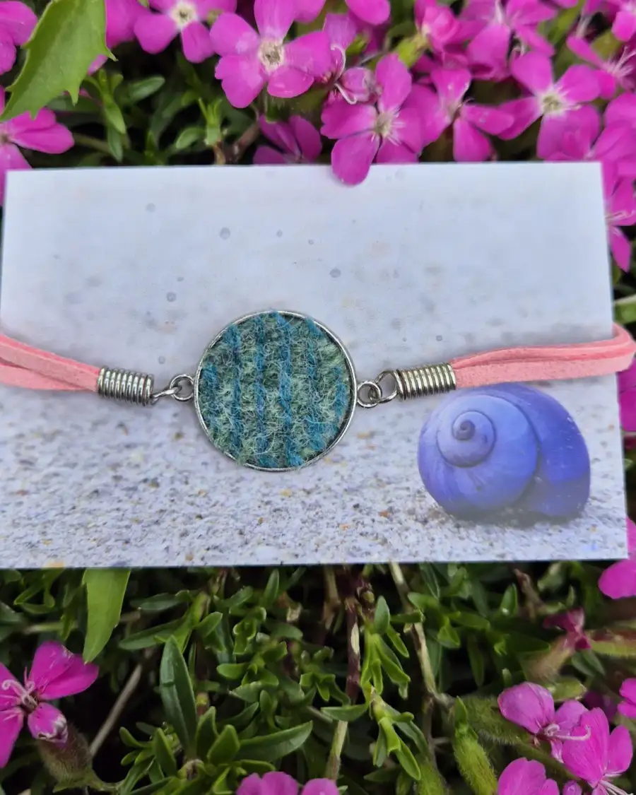 Harris tweed and faux leather bracelet