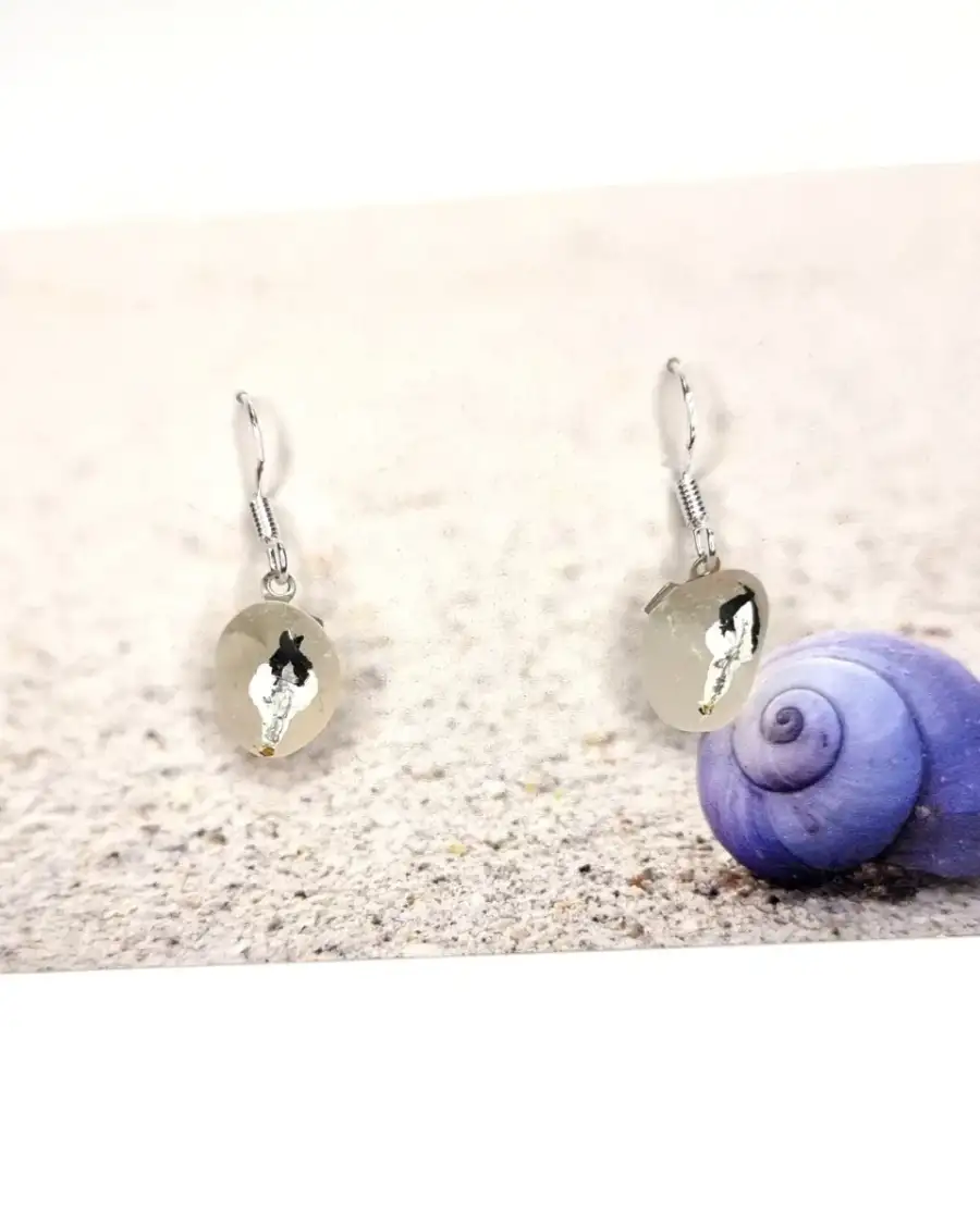 Painted sea glass earrings