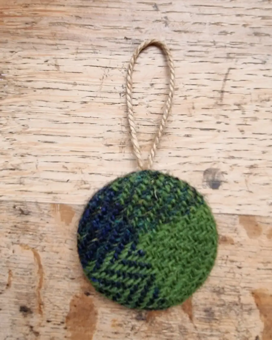 Large Tweed Button Christmas Tree Ornament