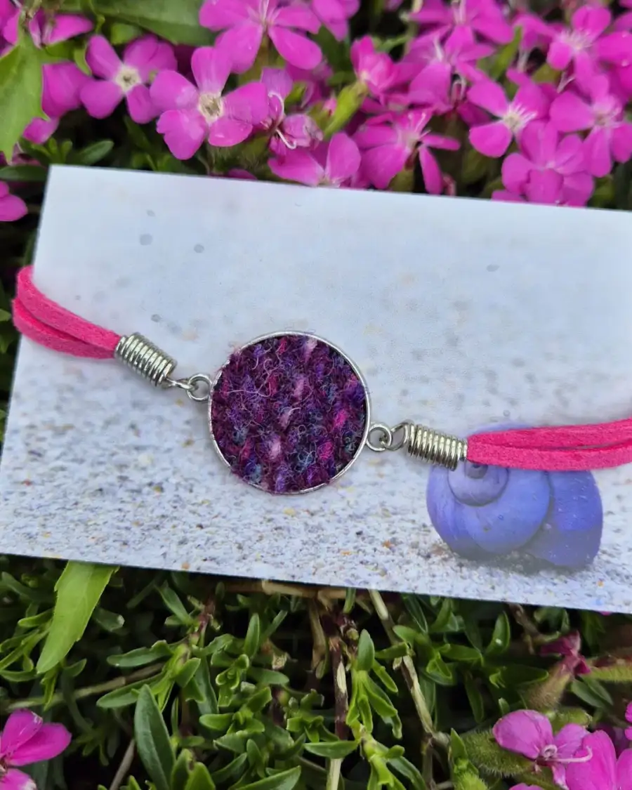 Two Sisters Tweed and faux leather bracelet