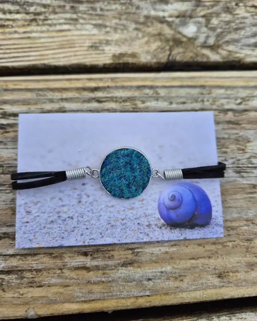 Harris Tweed and faux leather bracelet