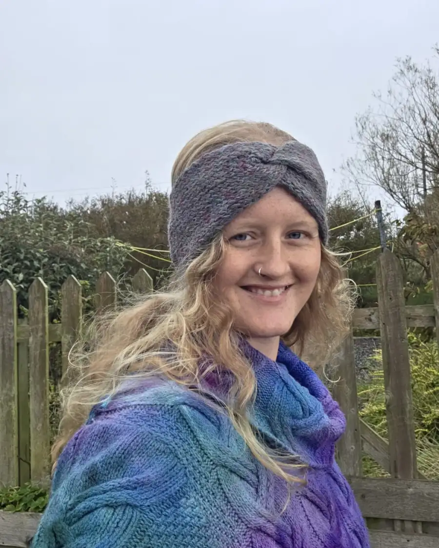 Hand Knitted hand dyed camel headband