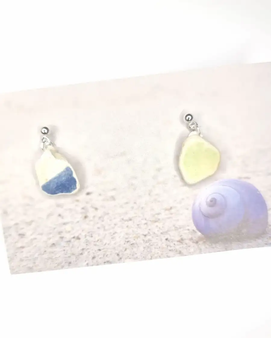 Sea pottery stud earrings