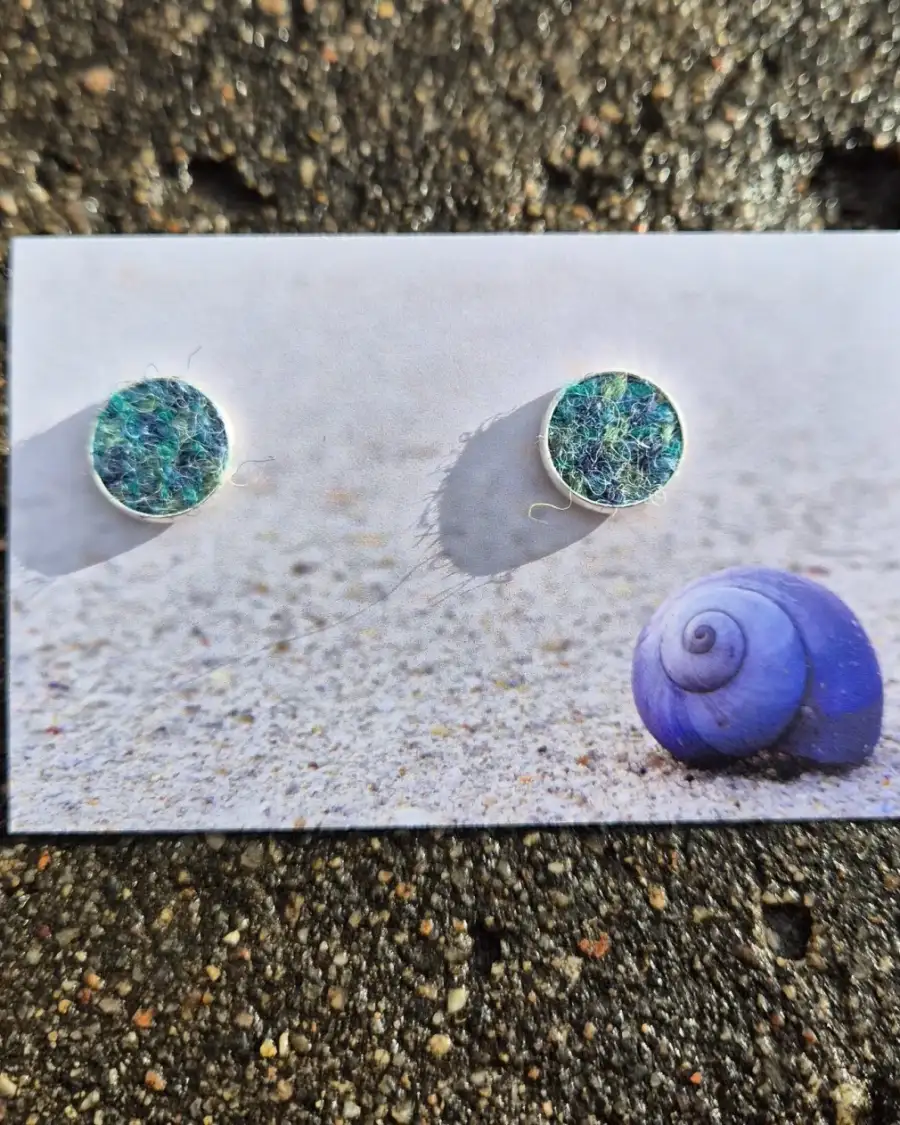 Harris tweed stud earrings