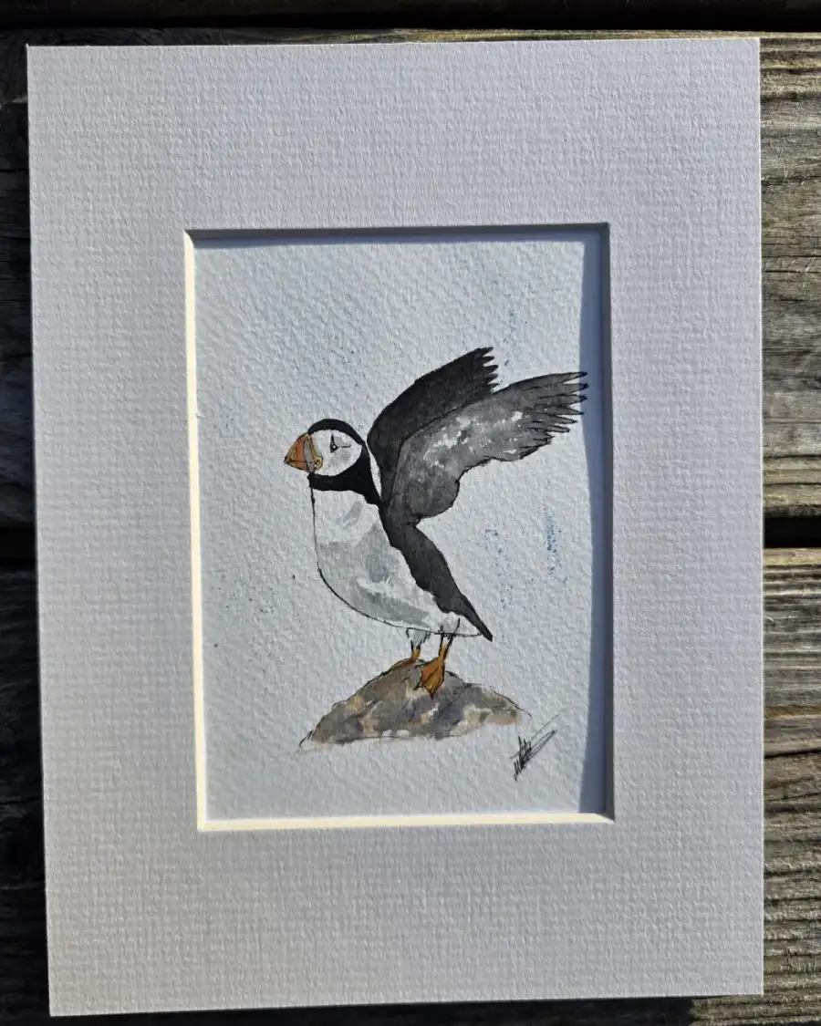 Mini Original Watercolour of a puffin