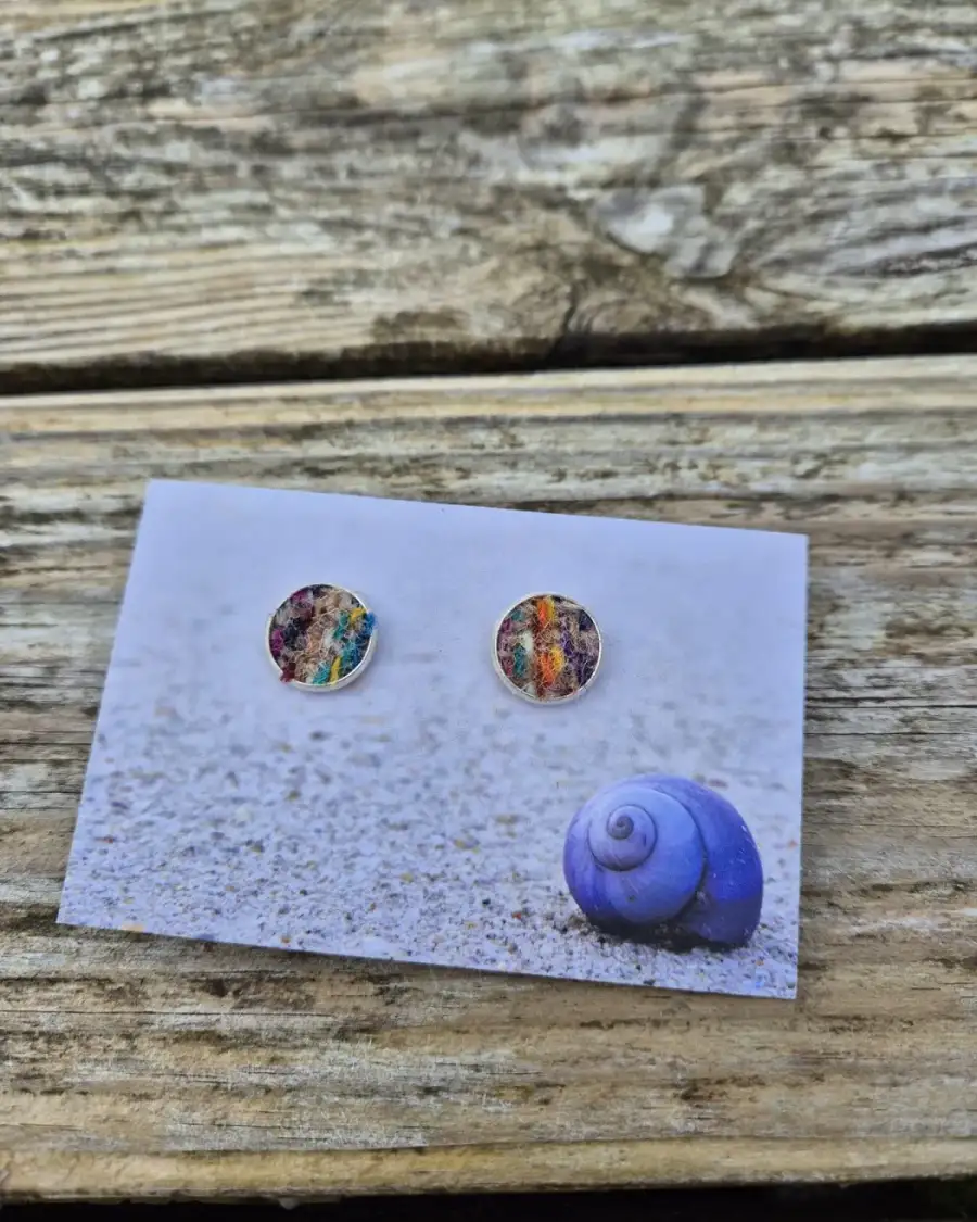 Two Sisters Tweed stud earrings